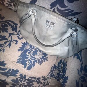 Coach Silver Leather Shoulder Bag